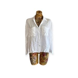 Isalis top blouse white LARGE long sleeve loose  sm